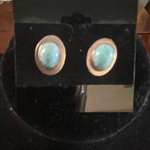 Turquoise and Silver Post Earrings